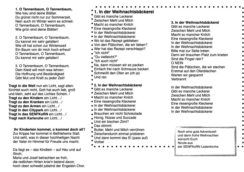 Liedblatt Texte Nikolaus 2023 2. Teil 